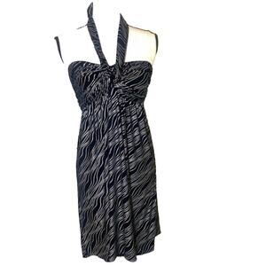 5/$25 Black Silver Empire Waist Halter Top Cocktail Dress Size Small